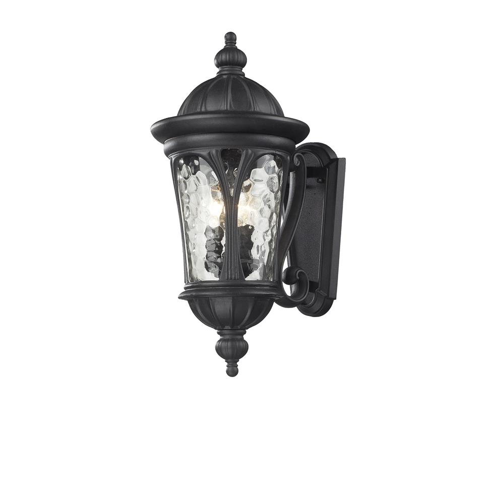 Z-Lite 543M-BK 3 Light Outdoor Light in Black with a Water glass Shade